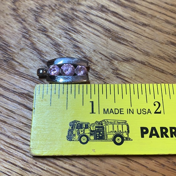 Sterling Silver Pink Cubic Zirconia Small Pendant - Picture 15 of 16